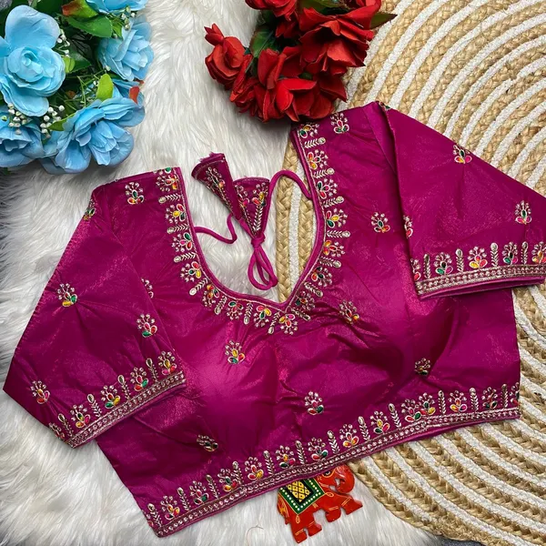 Pink_Fendy_Silk_Embroidered_Blouse_For_Women