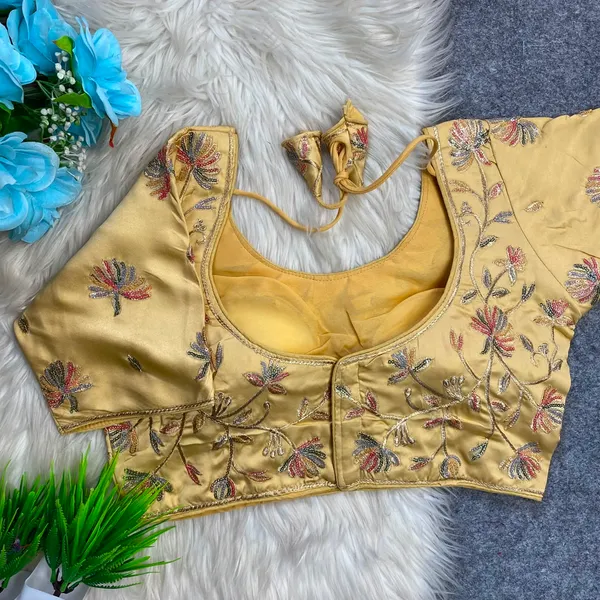 Golden_Satin_Silk_Embroidered_Floral_Multi_Sequence_Embroidery_design__Blouse_For_Women
