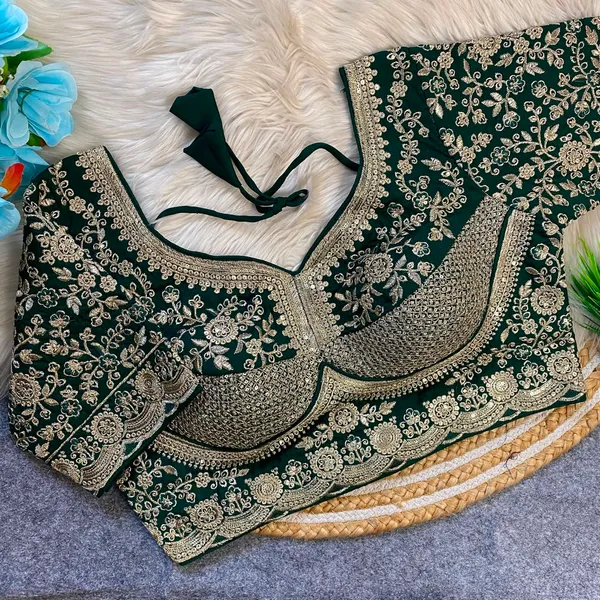 Green_Silk_Embroidered_Floral_Blouse_For_Women