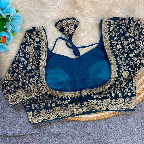 Navy_Blue_Silk_Embroidered_Blouse_For_Women