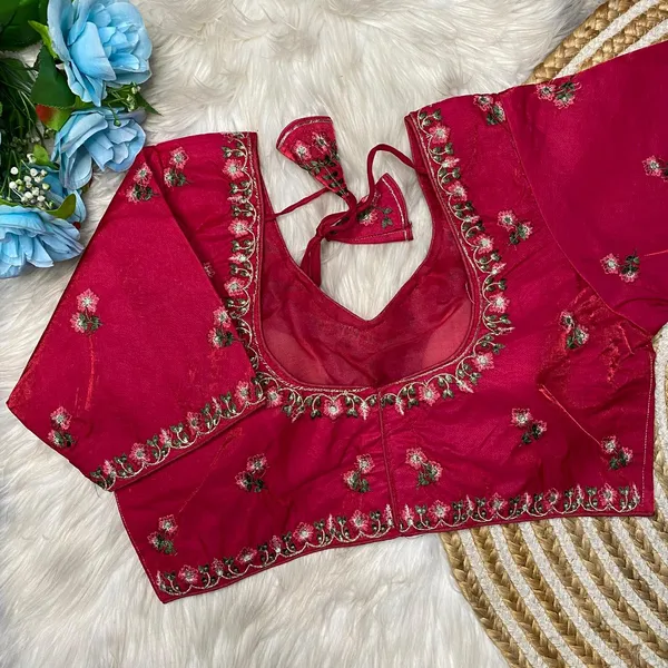Pink_Silk_Embroidered_Sequin_Beadwork_Blouse_For_Women