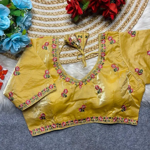 Golden_Silk_Embroidered_Floral_Blouse_For_Women