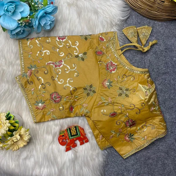 Yellow_Silk_Embroidered_Blouse_For_Women