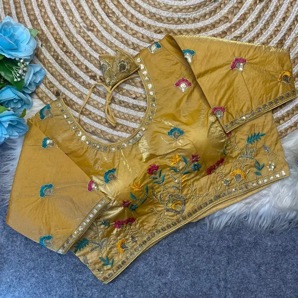 Golden_Silk_Embroidered_Blouse_For_Women