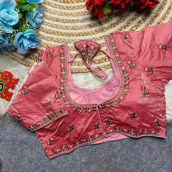 Pink_Silk_Embroidered_Sequin_Work_Blouse_For_Women