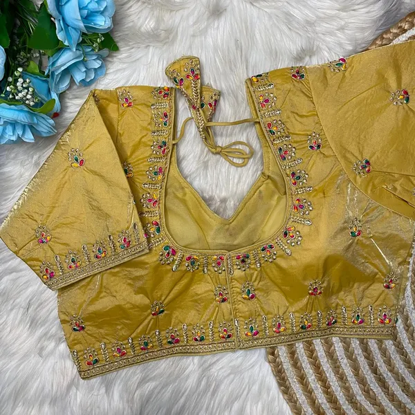 Golden_Silk_Embroidered_Blouse_For_Women