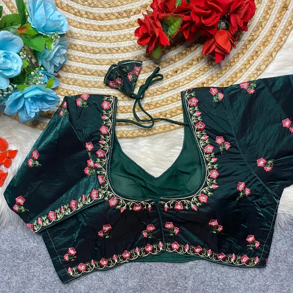 Green_Silk_Embroidered_Floral_Blouse_For_Women