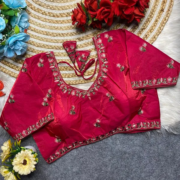 Pink_Silk_Embroidered_Sequin_Beadwork_Blouse_For_Women
