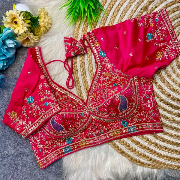 Pink_Silk_Embroidered_Sequin_Blouse_For_Women