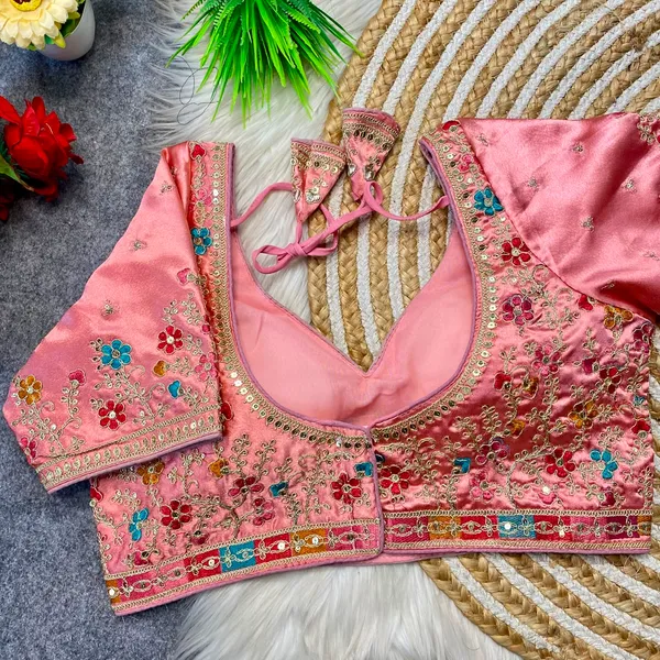 Pink_Silk_Embroidered_Sequin_Work_Blouse_For_Women