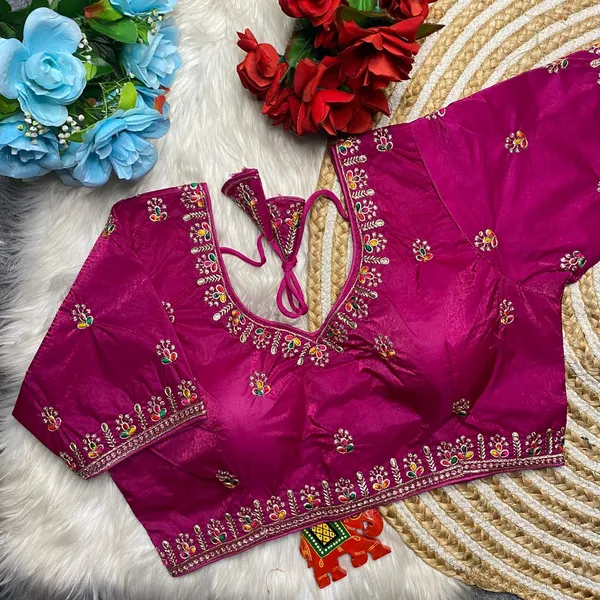 Pink_Fendy_Silk_Embroidered_Blouse_For_Women