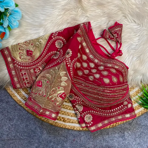 Red_Silk_Embroidered_Sequin_Work_Blouse_For_Women