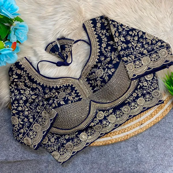 Blue_Silk_Embroidered_Blouse_For_Women