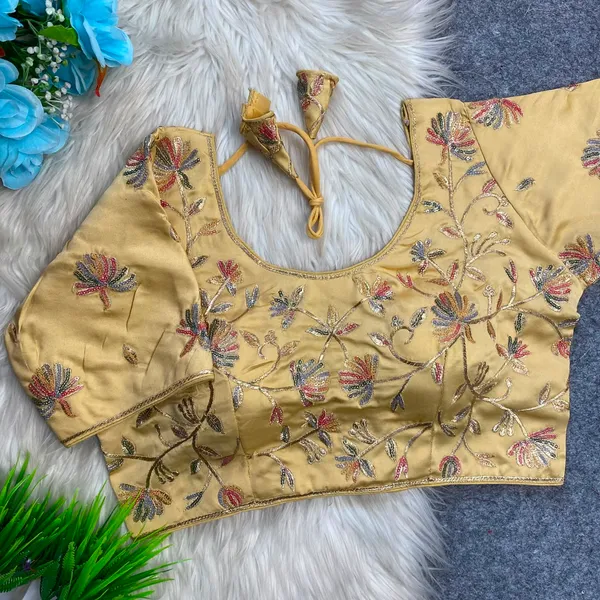 Golden_Satin_Silk_Embroidered_Floral_Multi_Sequence_Embroidery_design__Blouse_For_Women