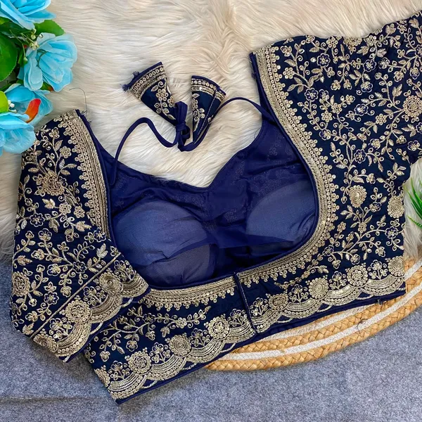 Blue_Silk_Embroidered_Blouse_For_Women