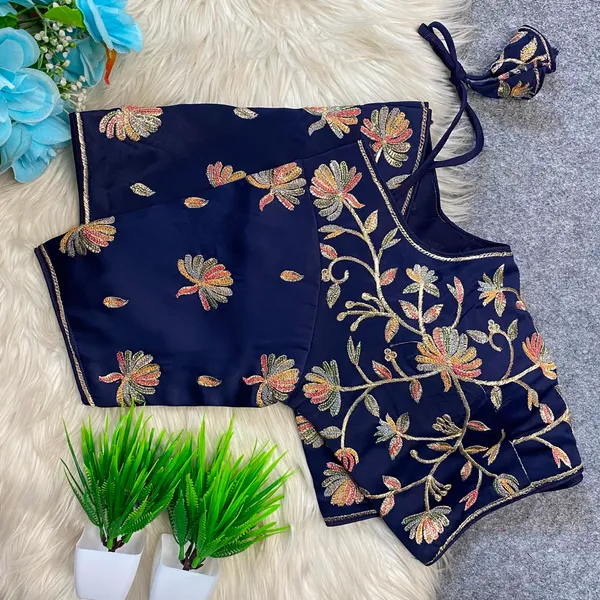 Navy_Blue_Silk_Embroidered_Floral_Blouse_For_Women