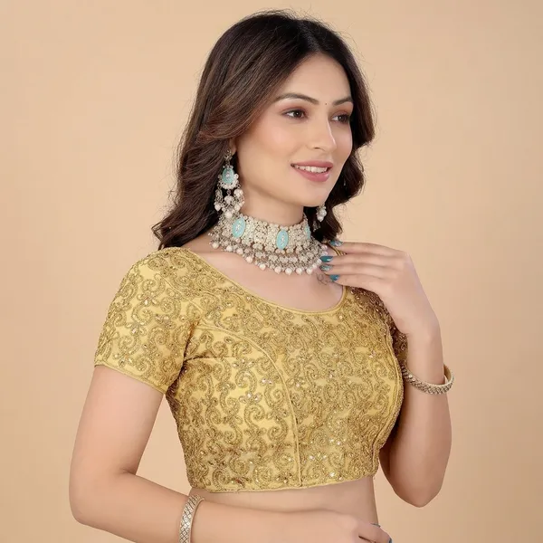 Gold_Fandy_Silk_Embroidered_Designer_Blouse_For_Women