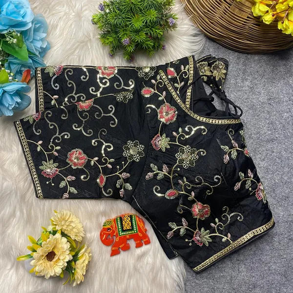 Black_Silk_Floral_Embroidered_Blouse_For_Women