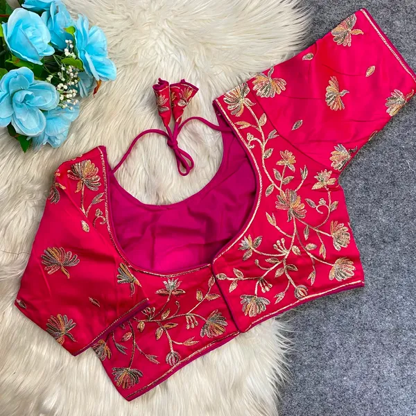 Pink_Silk_Embroidered_Floral_Blouse_For_Women