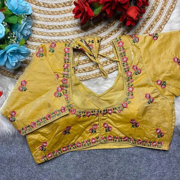 Golden_Silk_Embroidered_Floral_Blouse_For_Women