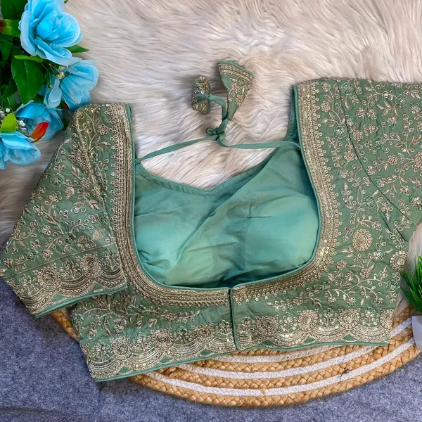 Green_Silk_Embroidered_Tassel_Tie_Blouse_For_Women