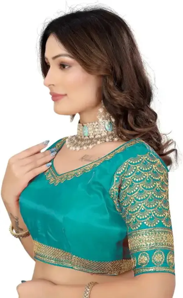 Green_Silk_Embroidered_Blouse_For_Women