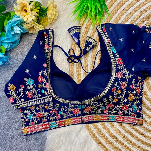 Navy_Blue_Silk_Embroidered_Floral_Blouse_For_Women
