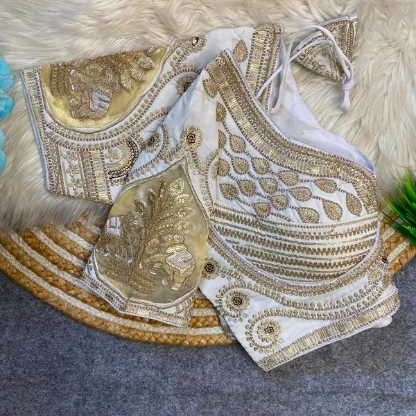 White_Silk_Embroidered_Sequin_Work_Blouse_For_Women