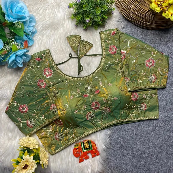 Green_Silk_Floral_Embroidered_Blouse_For_Women