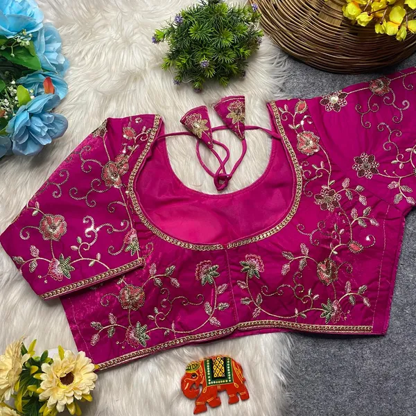 Pink_Silk_Floral_Embroidered_Blouse_For_Women