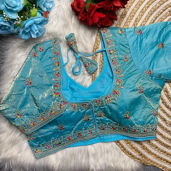 Sky_Blue_Silk_Embroidered_Blouse_For_Women