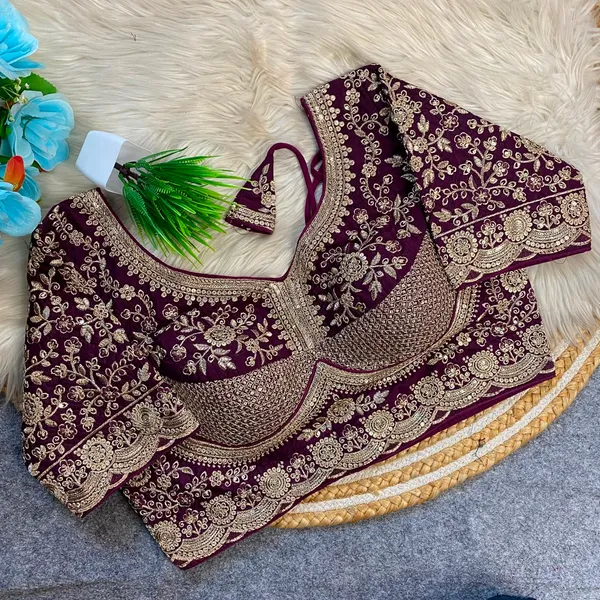 Maroon_Silk_Embroidered_Sequin_Work_Blouse_For_Women