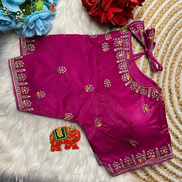 Pink_Fendy_Silk_Embroidered_Blouse_For_Women