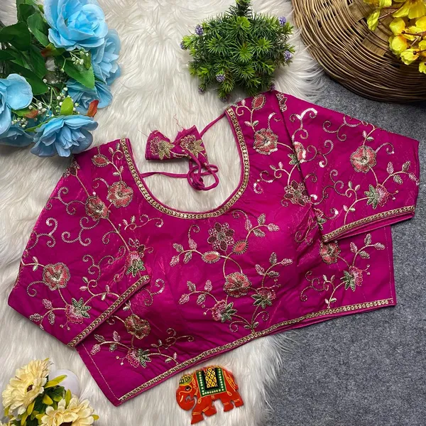 Pink_Silk_Floral_Embroidered_Blouse_For_Women