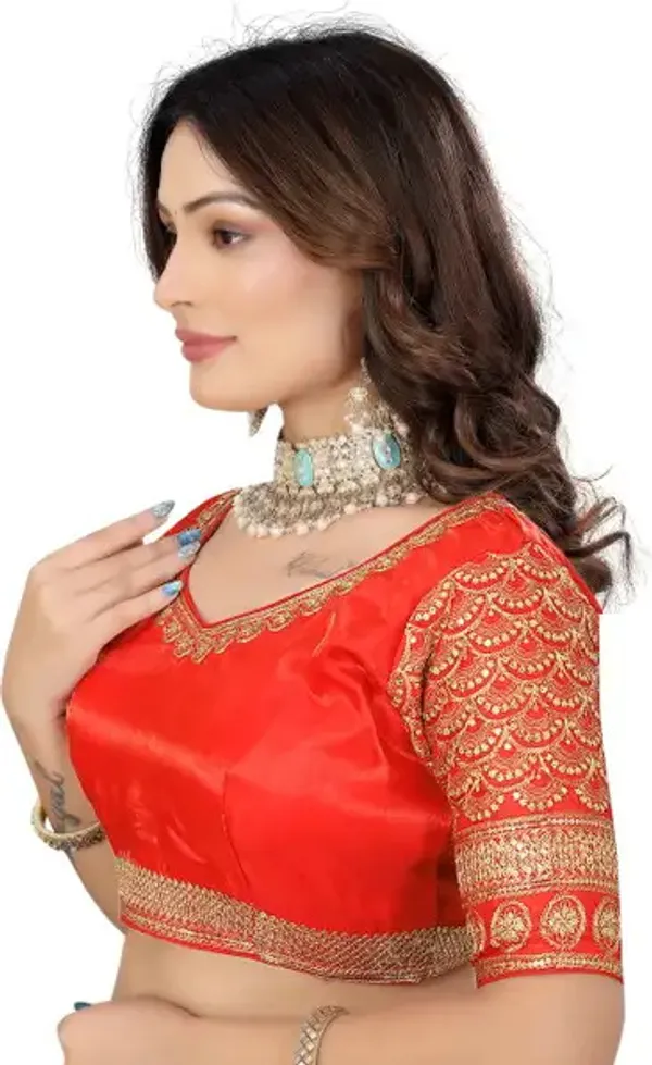 Orange_Silk_Embroidered_Blouse_For_Women