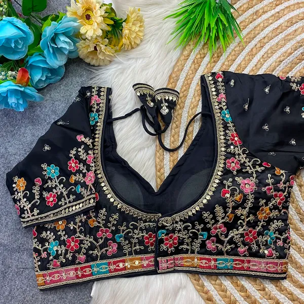 Black_Silk_Embroidered_Floral_Blouse_For_Women