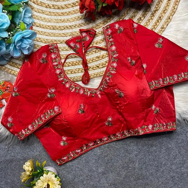 Red_Silk_Embroidered_Floral_Blouse_For_Women