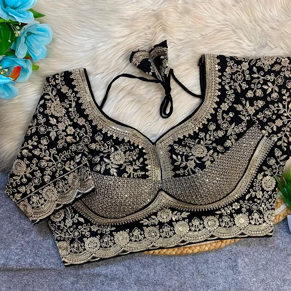 Black_Silk_Embroidered_Zari_Work_Blouse_For_Women