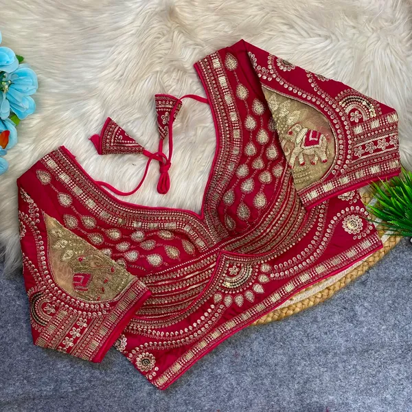 Red_Silk_Embroidered_Sequin_Work_Blouse_For_Women
