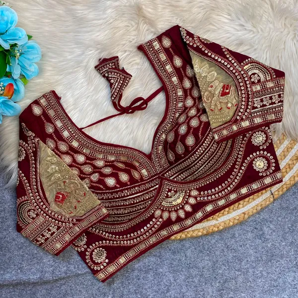 Maroon_Silk_Embroidered_Sequin_Work_Blouse_For_Women
