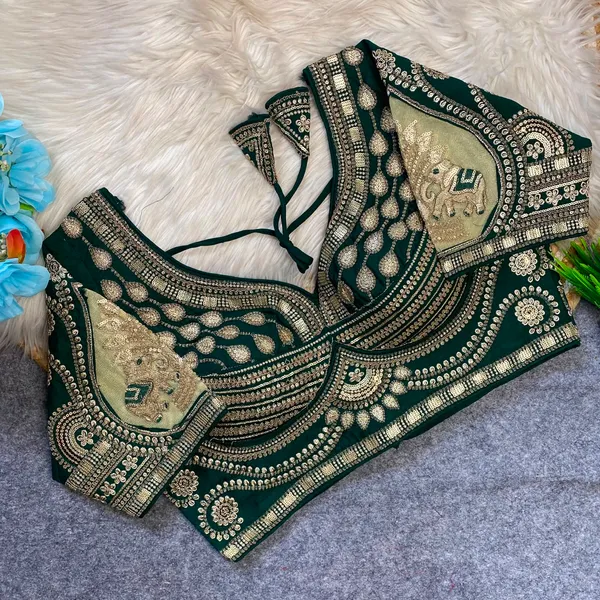 Green_Fendy_Silk_Embroidered_Sequin_Work_Blouse_For_Women