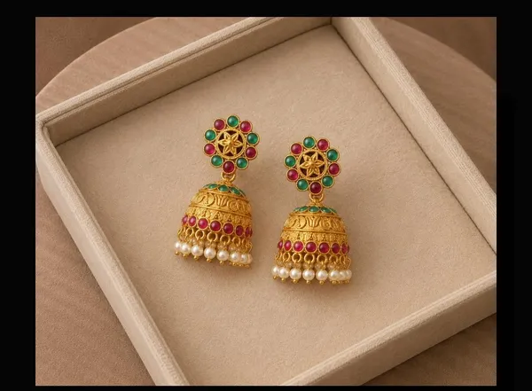 Multicolor_Alloy_Stone_Pearl_Drop_Jhumka_Earrings_For_Women