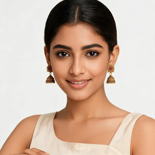 Gold_And_Red_Stone_Alloy_Jhumka_Earrings_For_Women