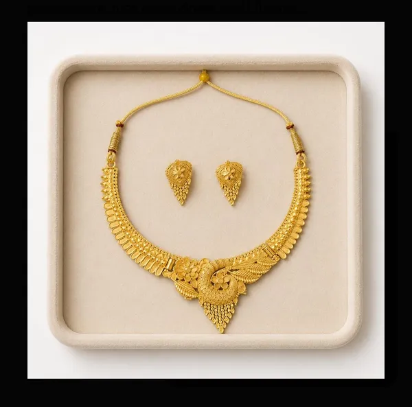 Gold_Alloy_Filigree_Peacock_Choker_Necklace_Set_With_Earrings_For_Women