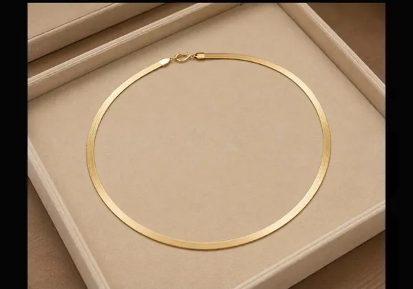 Gold_Alloy_Flat_Herringbone_Chain_Necklace_For_Women