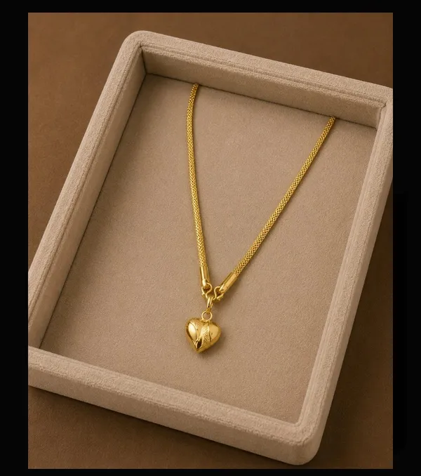 Gold_Alloy_Heart_Pendant_Mesh_Chain_Necklace_For_Women