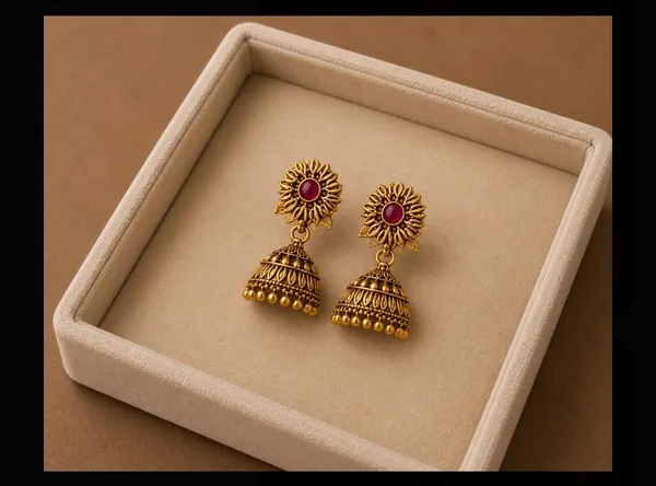 Gold_And_Red_Stone_Alloy_Jhumka_Earrings_For_Women