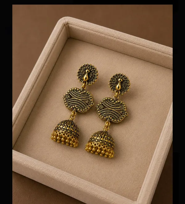 Antique_Gold_Alloy_Peacock_Jhumka_Earrings_For_Women