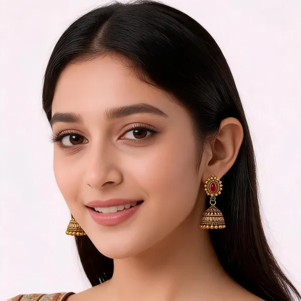 Multicolor_Antique_Stone_Alloy_Jhumka_Earrings_For_Women