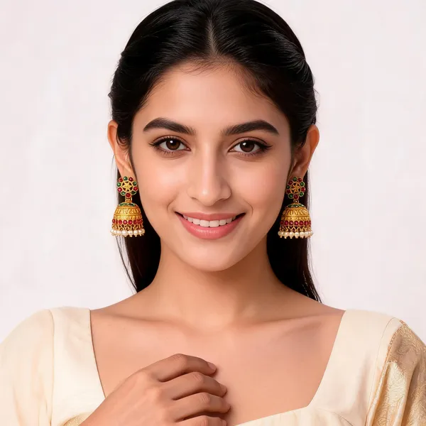 Multicolor_Alloy_Stone_Pearl_Drop_Jhumka_Earrings_For_Women
